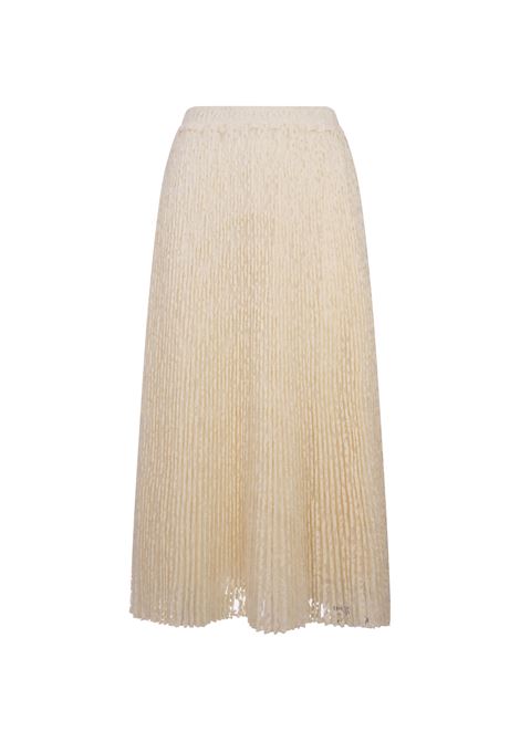 ERMANNO SCERVINO Gonna Midi Plissé Ricamata Bianca - ERMANNO SCERVINO