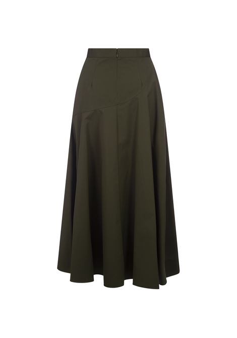ALEXANDER MCQUEEN Gonna Midi Svasata Asimmetrica Verde - ALEXANDER MCQUEEN