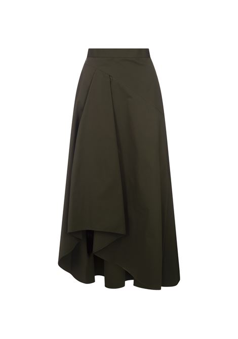 ALEXANDER MCQUEEN Gonna Midi Svasata Asimmetrica Verde - ALEXANDER MCQUEEN