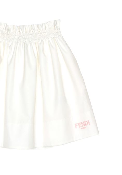 FENDI KIDS Gonna Svasata Bianca Con Logo Rosa - FENDI KIDS