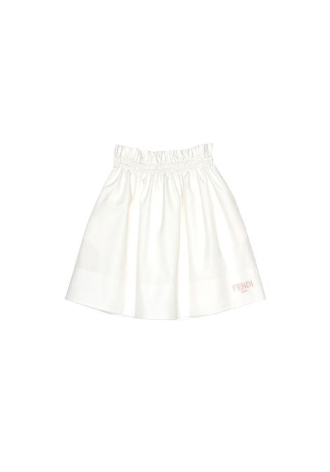 FENDI KIDS Gonna Svasata Bianca Con Logo Rosa - FENDI KIDS