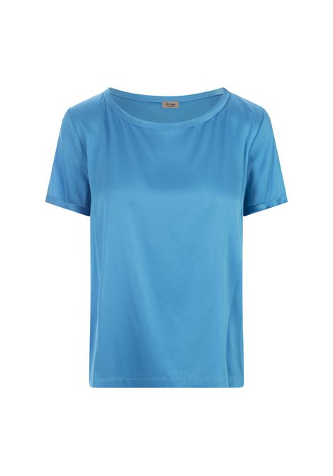 HER SHIRT T-Shirt In Seta Azzurra - HER SHIRT