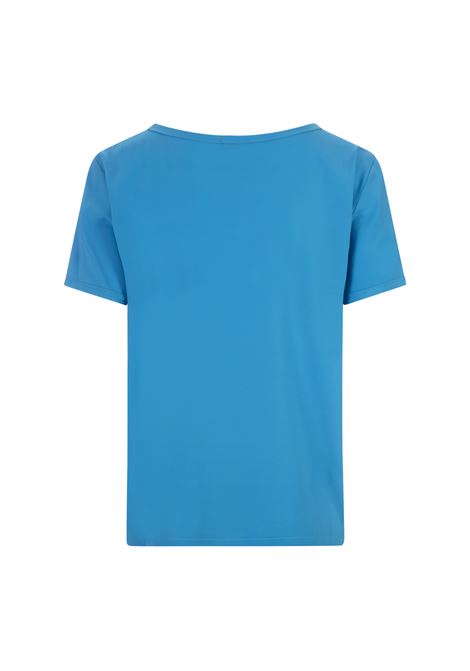 HER SHIRT T-Shirt In Seta Opaca Azzurra - HER SHIRT