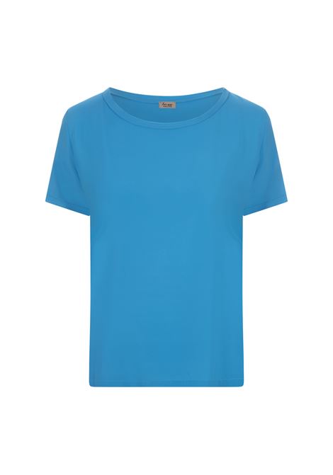 HER SHIRT T-Shirt In Seta Opaca Azzurra - HER SHIRT