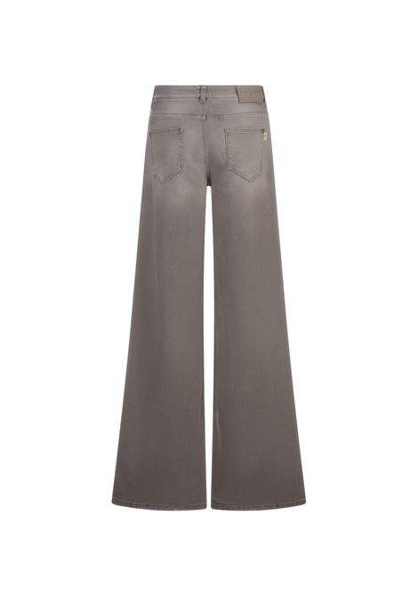 ERMANNO SCERVINO Jeans A Gamba Ampia In Denim Grigio - ERMANNO SCERVINO