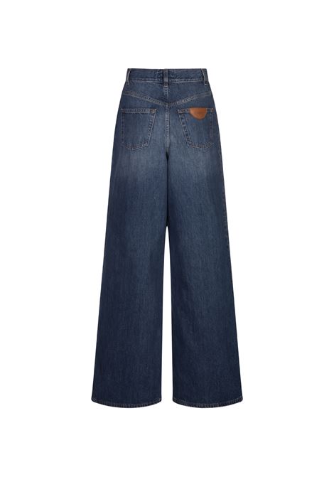 CHLOÉ Jeans A Gamba Ampia In Denim Night Blue - CHLOÉ