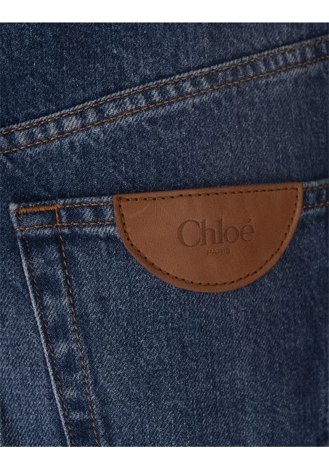 CHLOÉ Jeans A Gamba Ampia In Denim Night Blue - CHLOÉ