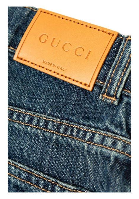 GUCCI KIDS Jeans A Gamba Dritta In Denim Blu Scuro - GUCCI KIDS