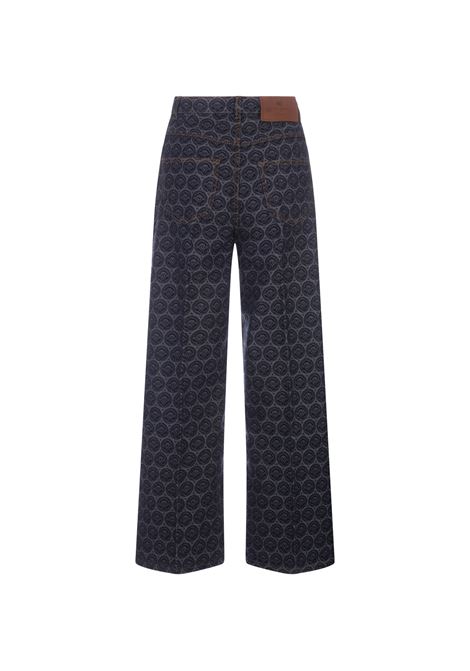 ETRO Jeans A Gamba Larga In Denim Blu Scuro Con Iconico Motivo - ETRO