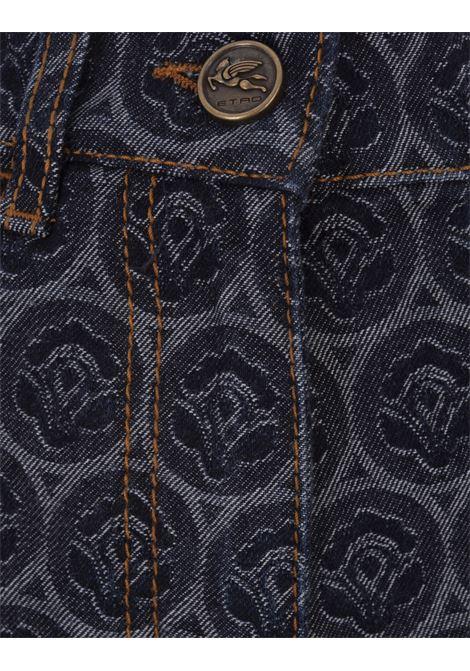 ETRO Jeans A Gamba Larga In Denim Blu Scuro Con Iconico Motivo - ETRO