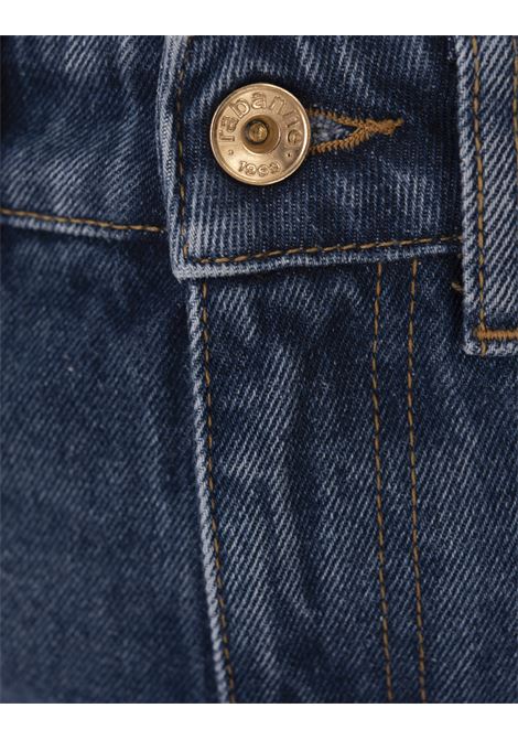 RABANNE Jeans Baggy In Denim Blu Scuro Con Medaglie - RABANNE