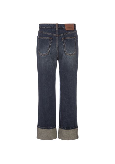 ALEXANDER MCQUEEN Jeans Boyfriend Indaco Con Risvolti - ALEXANDER MCQUEEN