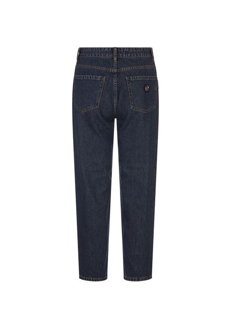 PHILIPP PLEIN Jeans Crystal Heart Denim Mom Fit In Deep Sea Blue - PHILIPP PLEIN