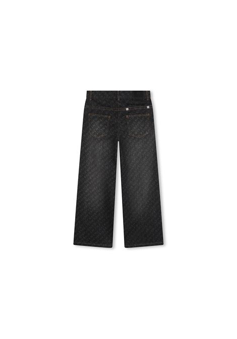 GIVENCHY KIDS Jeans Dritti Neri Con Stampa Logo All-Over - GIVENCHY KIDS