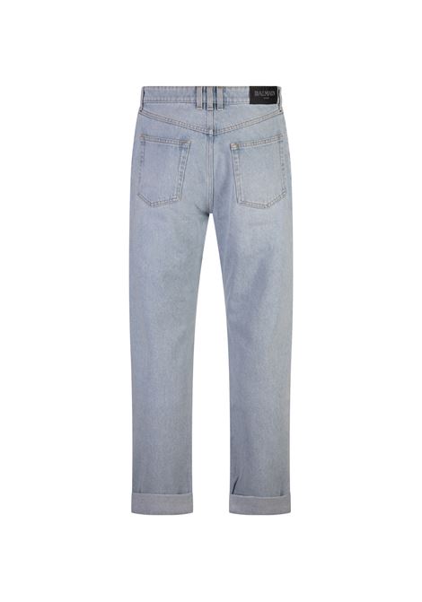 BALMAIN Jeans Regular Fit In Denim Blu Lavaggio Chiaro - BALMAIN