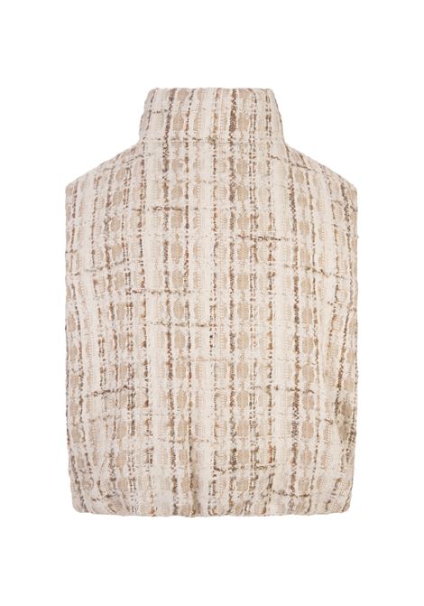 KHRISJOY Gilet Cropped Joy In Tweed Beige - KHRISJOY