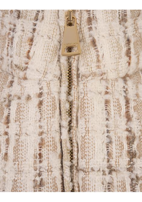 KHRISJOY Gilet Cropped Joy In Tweed Beige - KHRISJOY