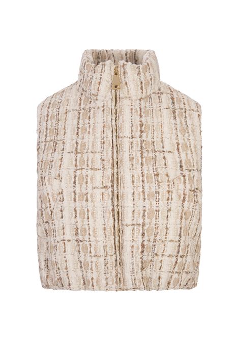 KHRISJOY Gilet Cropped Joy In Tweed Beige - KHRISJOY