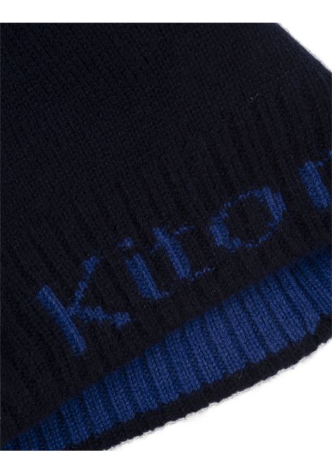 KITON Berretto In Cashmere Blu Con Logo - KITON