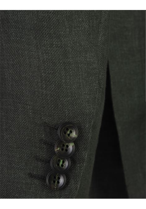 KITON Blazer In Lino Verde Scuro - KITON