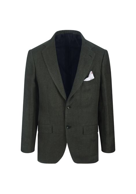 KITON Blazer In Lino Verde Scuro - KITON