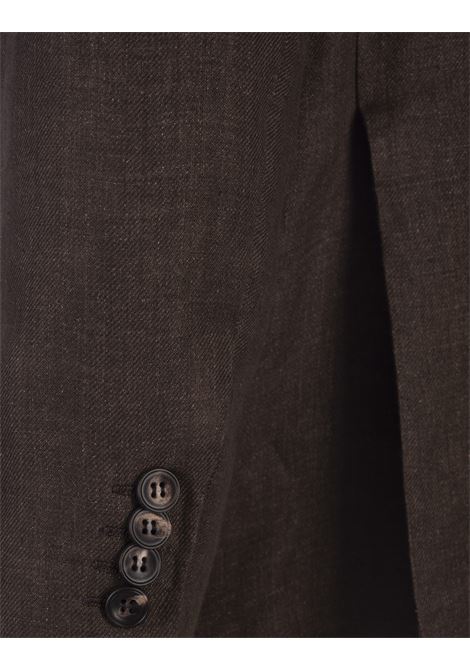 KITON Blazer Uomo In Lino Marrone - KITON