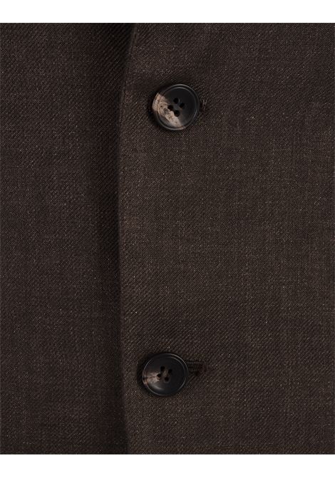 KITON Blazer Uomo In Lino Marrone - KITON