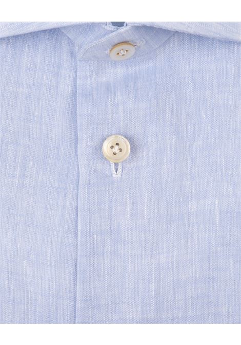 KITON Camicia Classica In Lino Azzurro - KITON