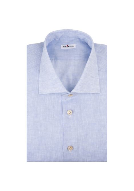 KITON Camicia Classica In Lino Azzurro - KITON