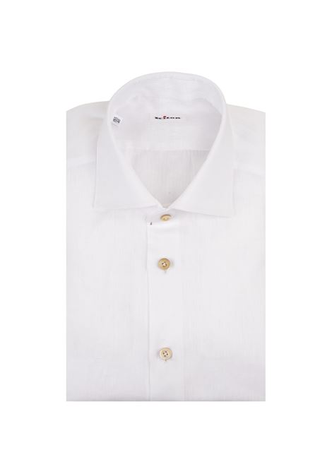 KITON Camicia Classica In Lino Bianco - KITON