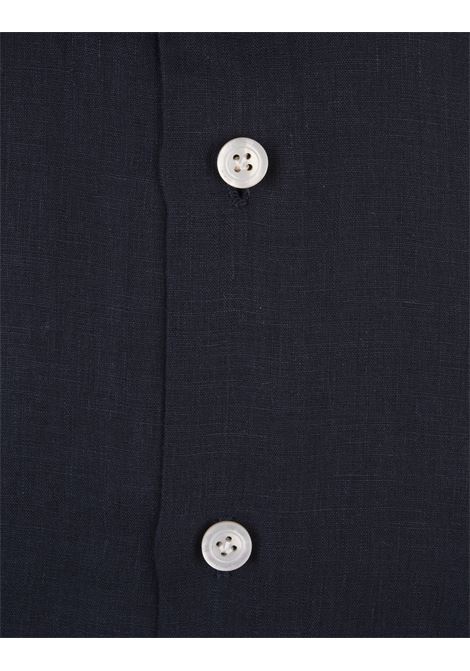 KITON Camicia Classica In Lino Blu Scuro - KITON