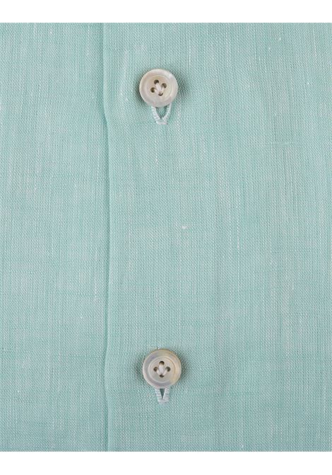 KITON Camicia Classica In Lino Verde Acqua - KITON