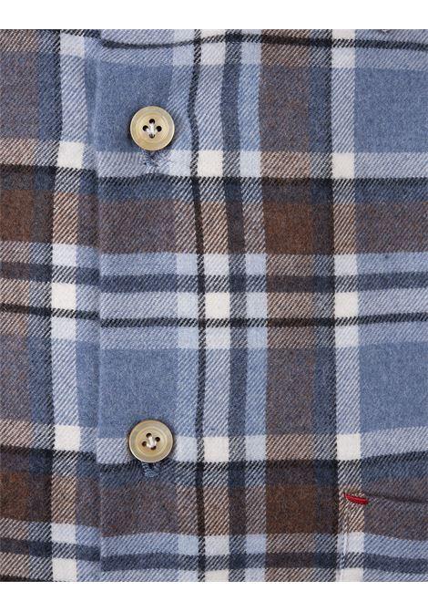 KITON Camicia In Flanella Check Azzurra - KITON