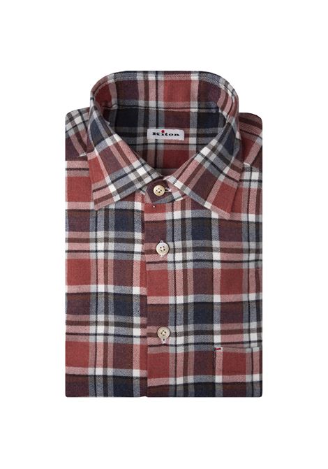 KITON Camicia In Flanella Check Rrossa - KITON