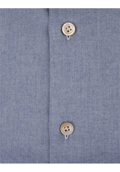 KITON Camicia In Flanella Di Cotone Azzurra - KITON