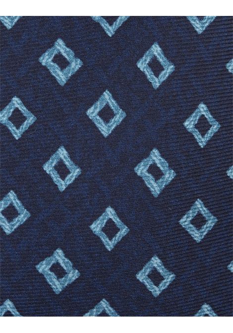 KITON Cravatta Blu Scuro Con Pattern Rombi - KITON