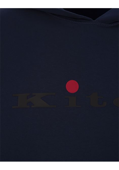 KITON Felpa Con Logo E Cappuccio Blu - KITON