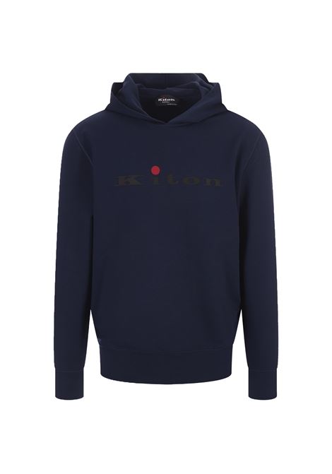 KITON Felpa Con Logo e Cappuccio Blu - KITON