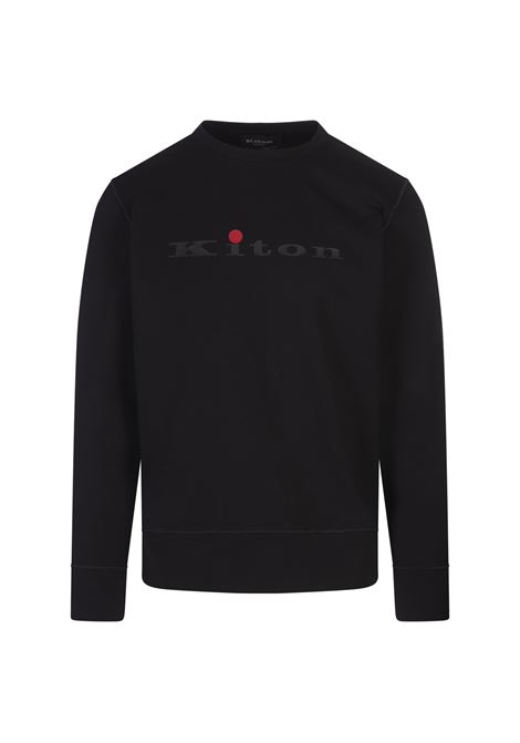 KITON Felpa Girocollo Nera Con Logo - KITON