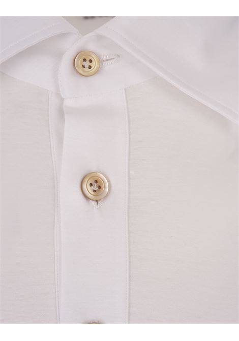 KITON Polo A Maniche Lunghe In Jersey Bianco - KITON