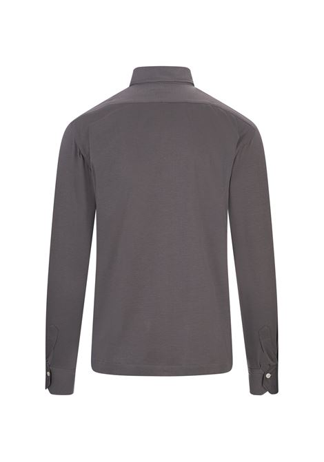 KITON Polo A Maniche Lunghe In Jersey Grigio - KITON