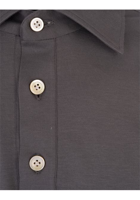 KITON Polo A Maniche Lunghe In Jersey Grigio - KITON