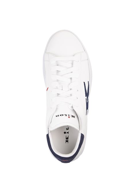 KITON Sneakers Bianche E Blu Con Logo - KITON