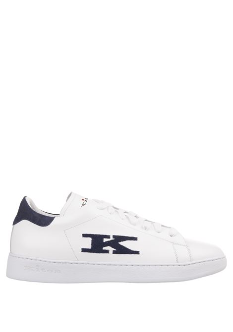 KITON Sneakers Bianche e Blu Con Logo - KITON