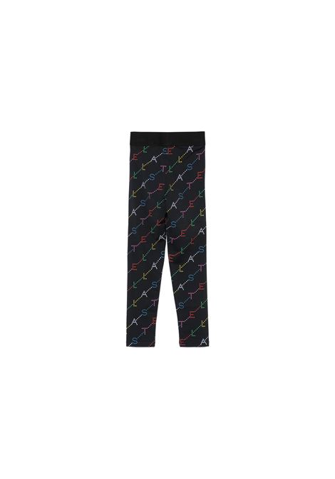 STELLA MCCARTNEY KIDS Leggings Neri Con Logo Multicolore All-Over - STELLA MCCARTNEY KIDS