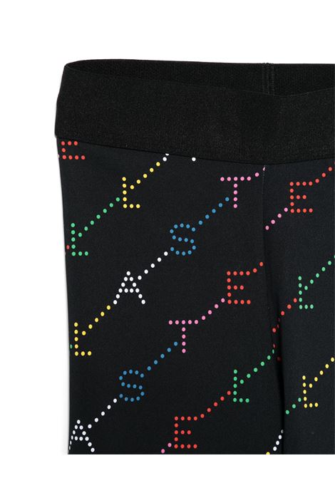STELLA MCCARTNEY KIDS Leggings Neri Con Logo Multicolore All-Over - STELLA MCCARTNEY KIDS