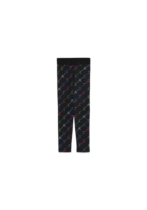 STELLA MCCARTNEY KIDS Leggings Neri Con Logo Multicolore All-Over - STELLA MCCARTNEY KIDS