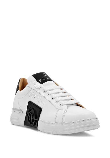 PHILIPP PLEIN Low-Top Leather Sneakers Phantom Kick$ Bianche - PHILIPP PLEIN