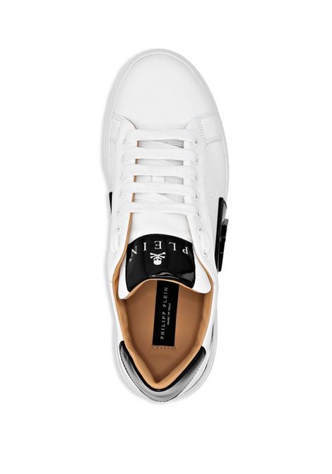 PHILIPP PLEIN Low-Top Leather Sneakers Phantom Kick$ Bianche - PHILIPP PLEIN