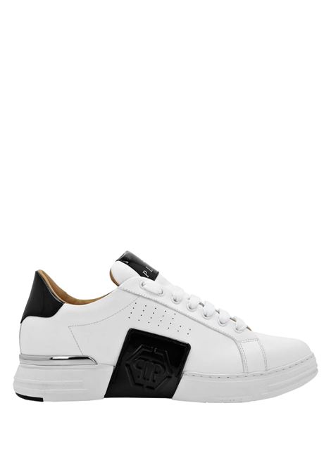 PHILIPP PLEIN Low-Top Leather Sneakers Phantom Kick$ Bianche - PHILIPP PLEIN